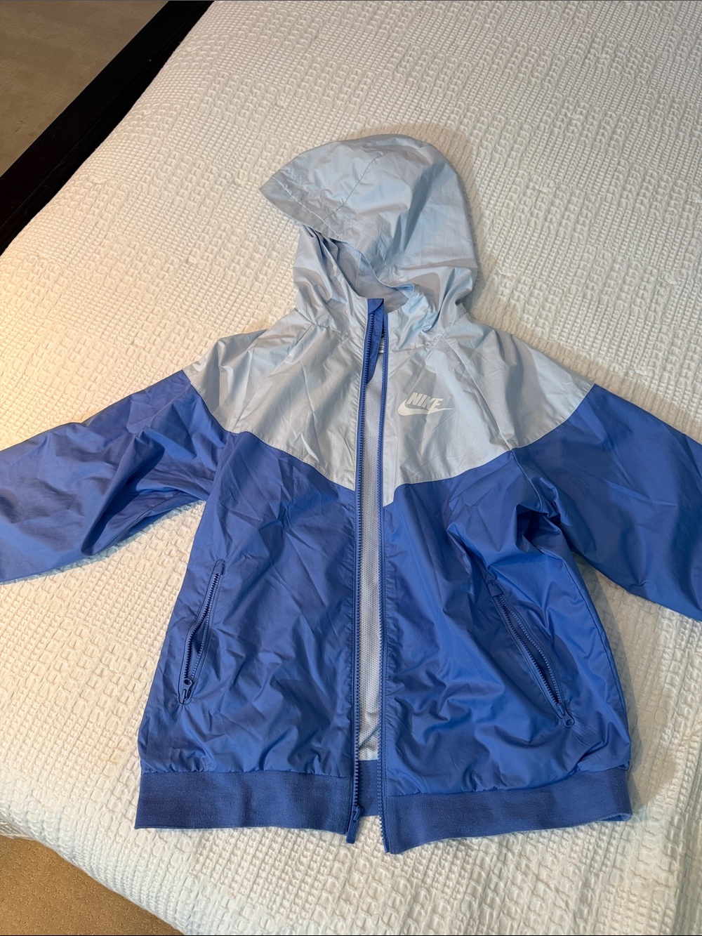 Nike Kids Light & Royal Blue Hooded Rain Jacket